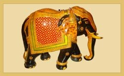 Wooden Carved Painted Elephant